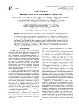 Nanoforms: a New Type of Protein-Associated Mineralization