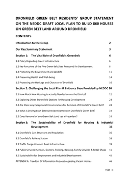 Dronfield Green Belt Residents' Group Statement