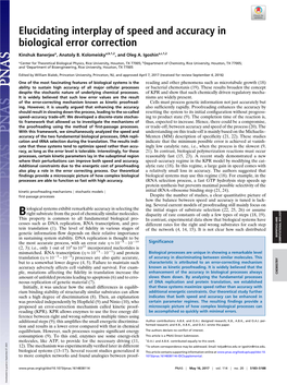 Elucidating Interplay of Speed and Accuracy in Biological Error Correction