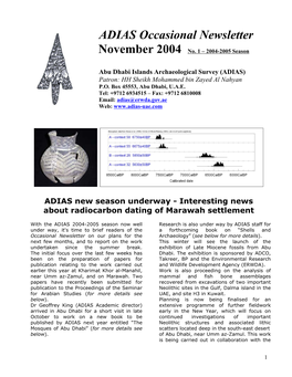 ADIAS Newsletter November 2004