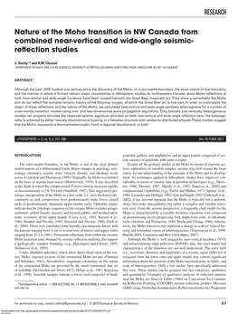 RESEARCH Nature of the Moho Transition in NW