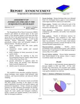 Interstate Streams 2003-2004 Report Announcement