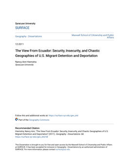 The View from Ecuador: Security, Insecurity, and Chaotic Geographies of U.S