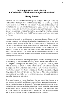 A Vindication of Maltese-Portuguese Relations1 Henry Frendo