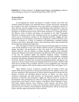 Western Marxism” in Modern Social Theory: an Introduction , Edited by Austin Harrington