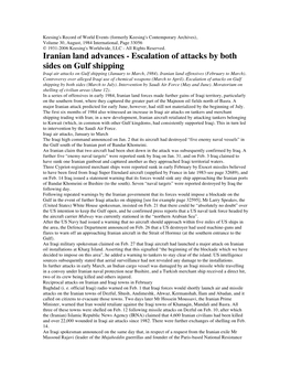 Iranian Land Advances - Escalation of Attacks by Both Sides on Gulf Shipping Iraqi Air Attacks on Gulf Shipping (January to March, 1984)