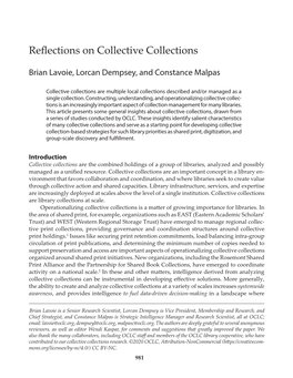 Reflections on Collective Collections