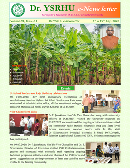 Dr. YSRHU E-News Letter Fortnightly E-Newsletter of Dr.Y.S.R.Horticultural University