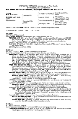 HORSE in TRAINING, Consigned by Roy Kvisla the Property of a Gentleman Will Stand at Park Paddocks, Highflyer Paddock M, Box 231A