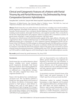 Clinical and Cytogenetic Features of a Patient with Partial Trisomy 8Q And