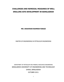 Challenges and Remedial Measures of Well Drilling Site Development in Bangladesh
