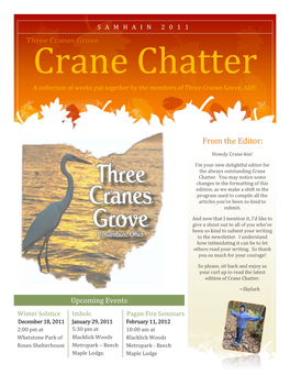 SAMHAIN 2011 Three Cranes Grove Crane Chatter a Collection of Works Put Together by the Members of Three Cranes Grove, ADF