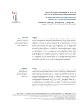 (Haute-Garonne) the Geomorphological and Fauna Context of T