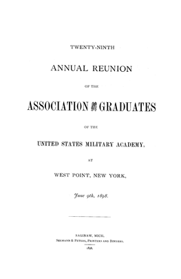 Twenty-Ninth Annual Reunion of the Association of the Graduates of The