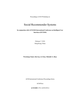 Social Recommender Systems