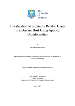 Investigation of Immunity Related Genes in a Disease Host Using Applied Bioinformatics