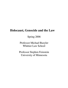Holocaust, Genocide and the Law