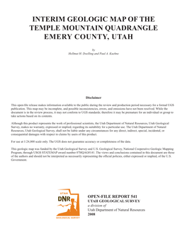 Interim Geologic Map of the Temple Mountain Quadrangle Emery County, Utah