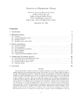 Matrices in Elimination Theory