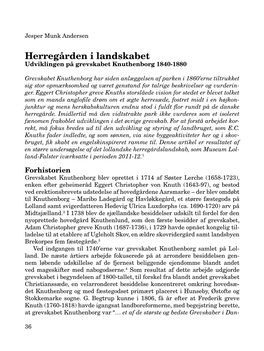 Herregården I Landskabet Udviklingen På Grevskabet Knuthenborg 1840-1880