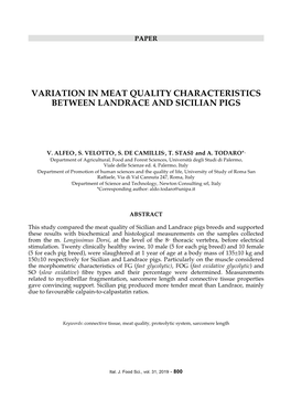 Variation in Meat Quality Characteristics Between Landrace and Sicilian Pigs