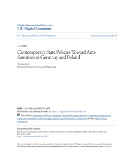 Contemporary State Policies Toward Anti-Semitism in Germany and Poland" (2017)