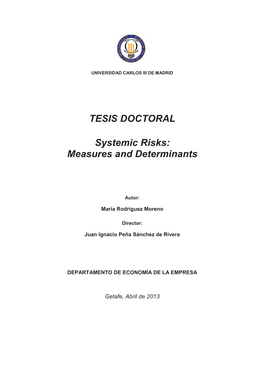 Systemic Risk: Measures and Determinants