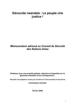 Génocide Rwandais : Le Peuple Crie Justice !