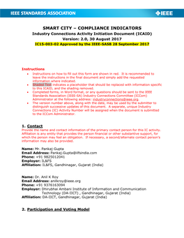 IC15-003 Smart City Compliance Indicators