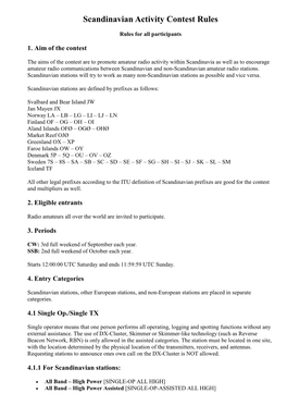 Scandinavian Activity Contest Rules