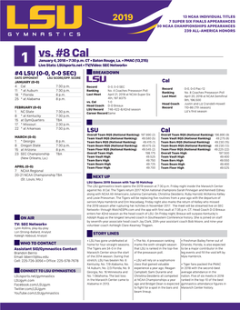 Vs. #8 Cal 1 January 4, 2018 • 7:30 P.M