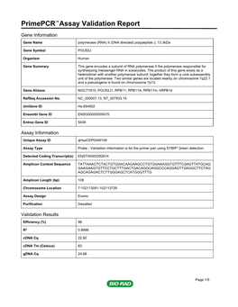 Primepcr™Assay Validation Report