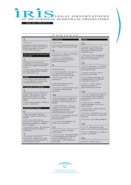 Legal Observations of the European Audiovisual Observatory