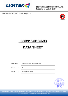 Lssd315/6Dbk-Xx Data Sheet