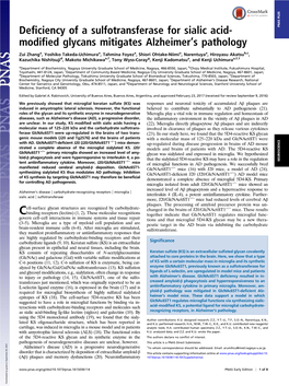 Deficiency of a Sulfotransferase for Sialic Acid-Modified Glycans Mitigates Alzheimer's Pathology