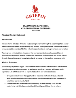 Spartanburg Day School Athletic Program Guidelines 2016-2017