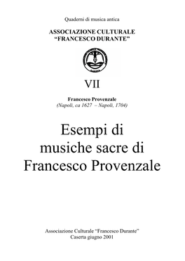 Esempi Di Musiche Sacre Di Francesco Provenzale