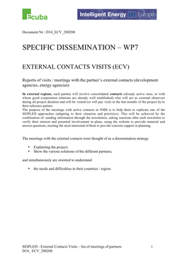 Specific Dissemination – Wp7