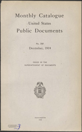 Monthly Catalogue, United States Public Documents, December 1914