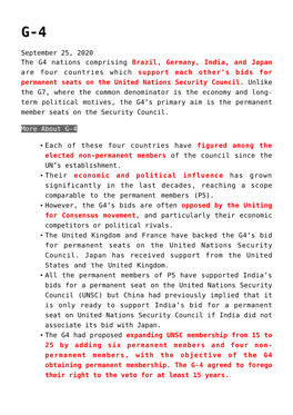 September 25, 2020 the G4 Nations Comprising Brazil, Germany, India