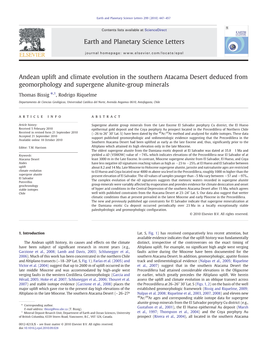 Andean Uplift and Climate Evolution in the Southern Atacama Desert Deduced from Geomorphology and Supergene Alunite-Group Minerals