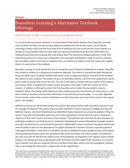Boundless Learning's Alternative Textbook Offerings