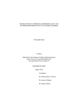 Hunks of Meat: Homocidal Homosociality and Hyperheteronormativity in Cannibal Horror