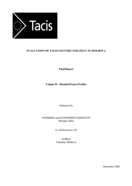 EVALUATION of TACIS COUNTRY STRATEGY in MOLDOVA Final