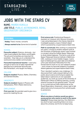 BBC Stargazing Live: Jobs with the Stars