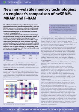 An Engineer's Comparison of Nvsram, MRAM and F-RAM