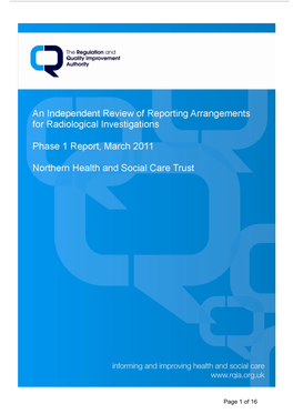 Northern HSC Trust Report, August 2011