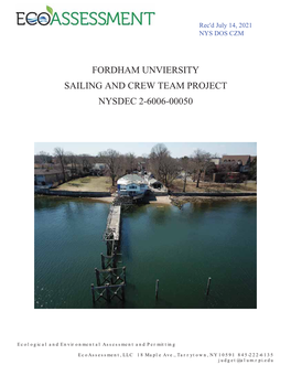 Fordham Unviersity Sailing and Crew Team Project Nysdec 2-6006-00050