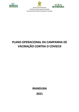 Plano Operacional Da Campanha De Vacinação Contra O Covid19