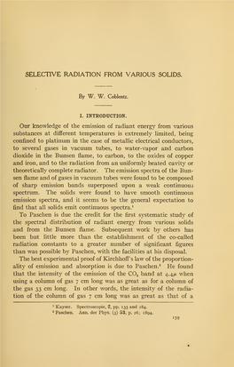 Selective Radiation from Various Solids